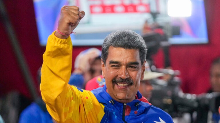 President Nicolas Maduro addresses supporters.