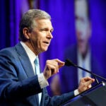 North Carolina Governor Roy Cooper speaks at the North Carolina Democratic Unity Dinner in Raleigh, N.C., Saturday, July 20, 2024.