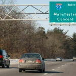 Cars on I-93 North in Salem, New Hampshire