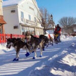 Patty Richards from Vermont takes off with her team of sled dogs.